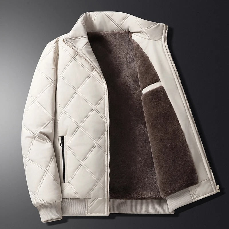 Boreas | Men's Diamond Quilted Fleece-Lined Stand Collar Winter Jacket