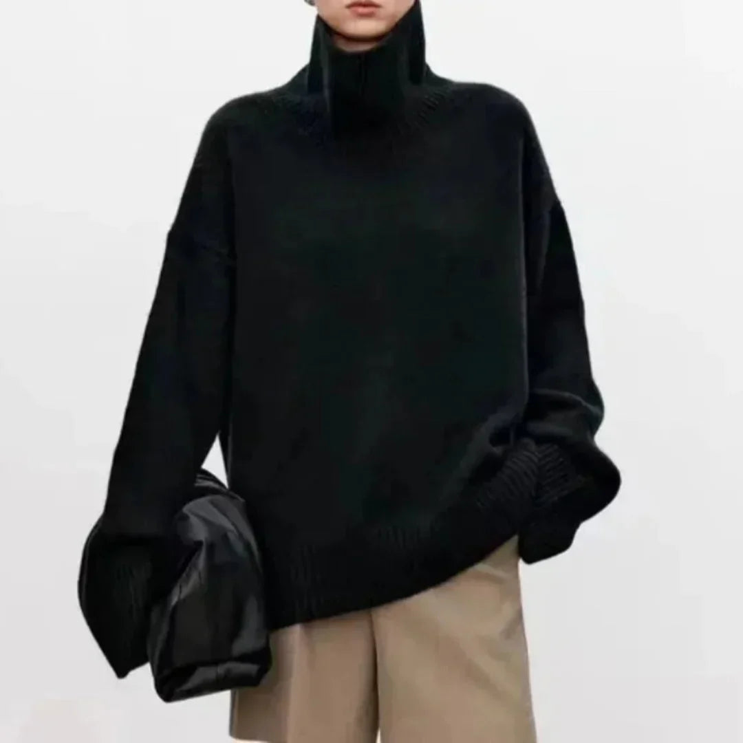 Antonia | Women's Oversized Drop Shoulder Ribbed Knit Turtleneck Sweater