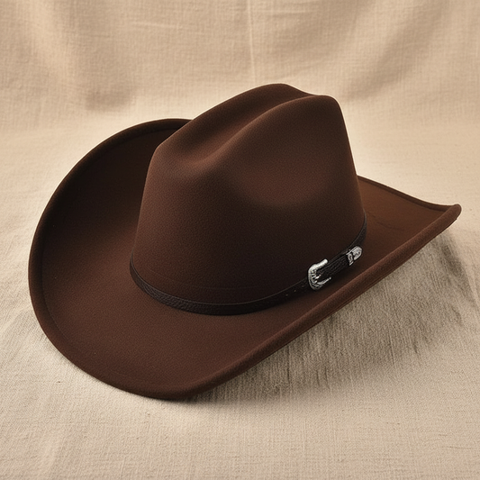Classic Wide Brim Cowboy Hats with Belt Buckle Band