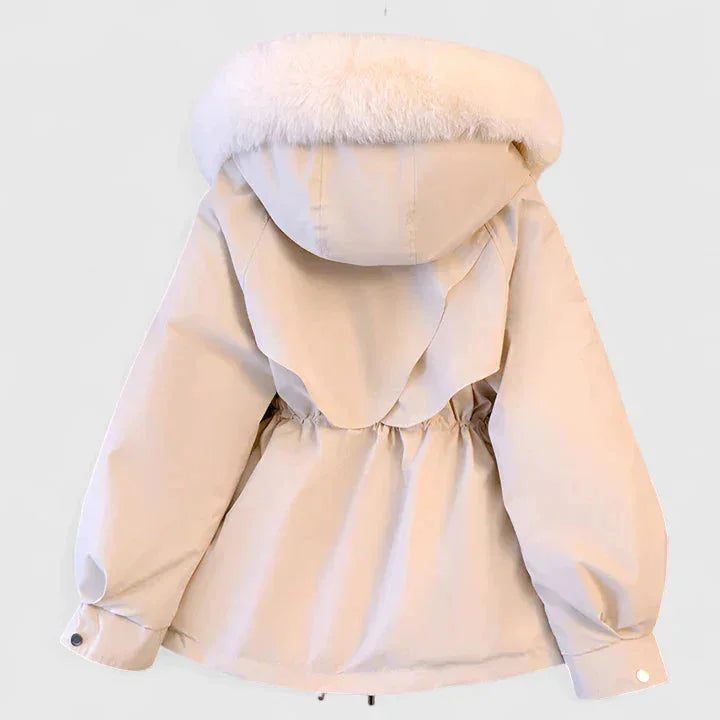 Dolores | Women's Hooded Drawstring Waist Faux Fur Trim Winter Parka Jacket
