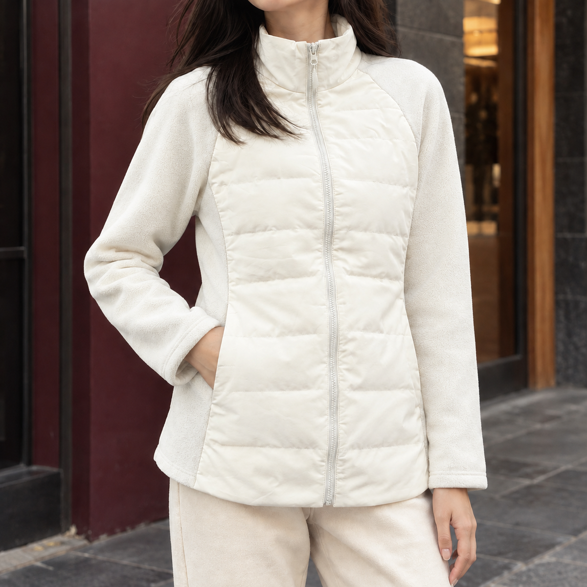 Danielle | Women's Lightweight Puffer Hybrid Stand Collar Quilted Jacket