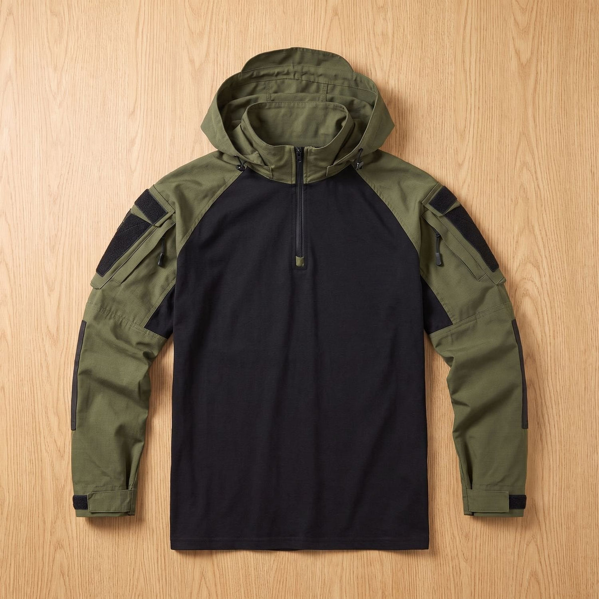 Darcy | Men's Military Tactical Hooded Quarter-Zip Raglan Jacket