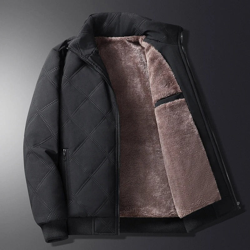 Boreas | Men's Diamond Quilted Fleece-Lined Stand Collar Winter Jacket