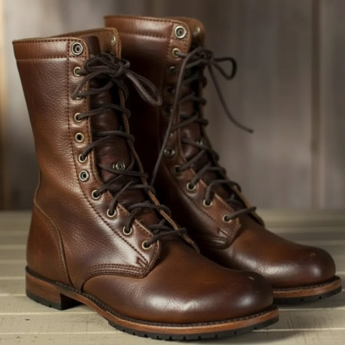 Elowen | Women's Lace-Up Mid-Calf Low Heel Combat Boot