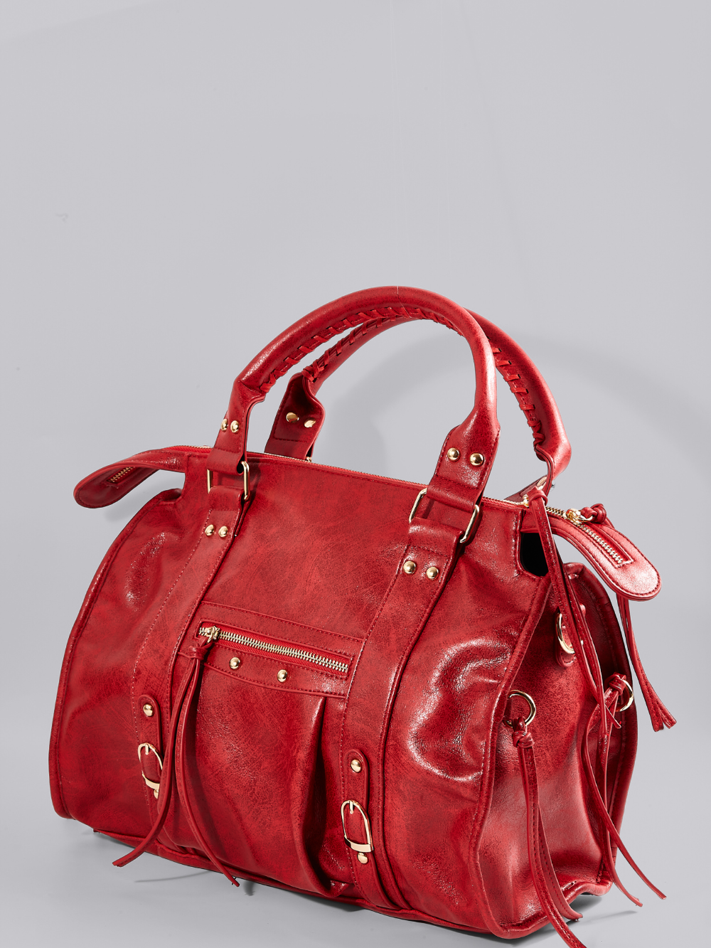 Quinn | Women's Retro Top Handle Zip Pocket Bowler Bag
