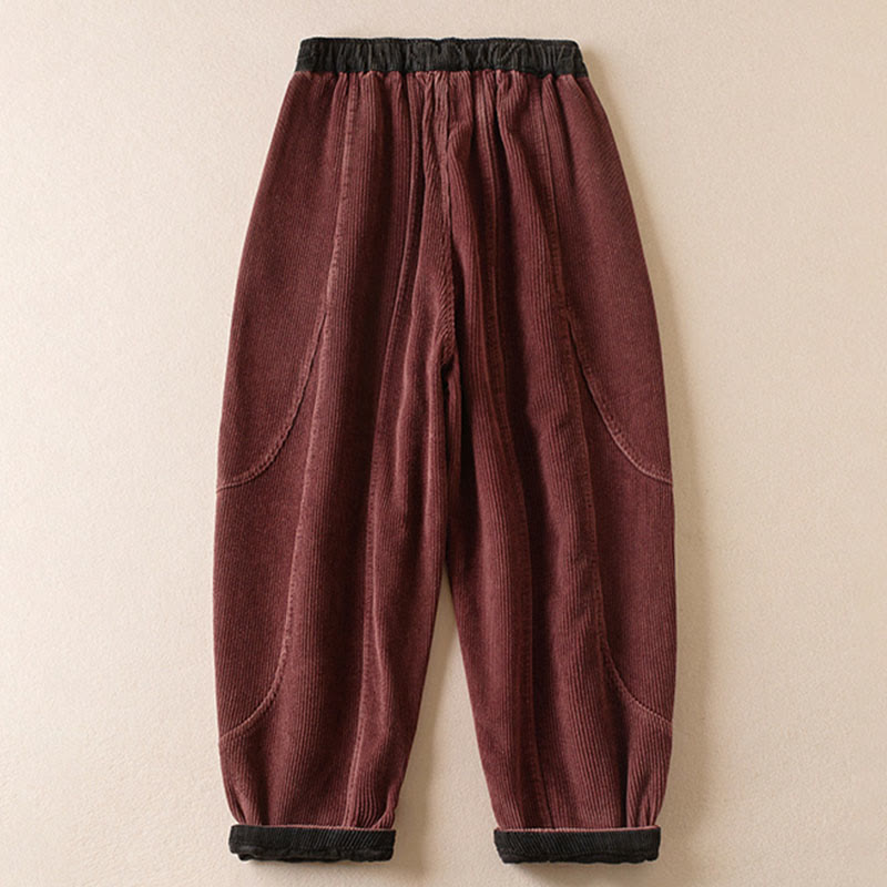 Camelia | Women's Corduroy Drawstring Elastic Waist Relaxed Harem Pants