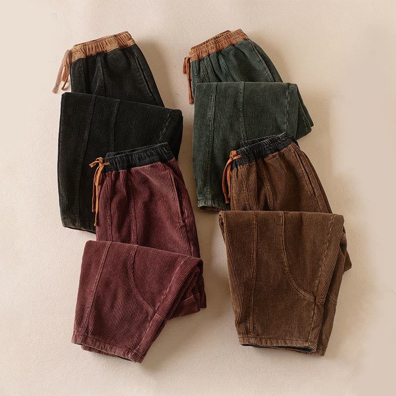 Camelia | Women's Corduroy Drawstring Elastic Waist Relaxed Harem Pants