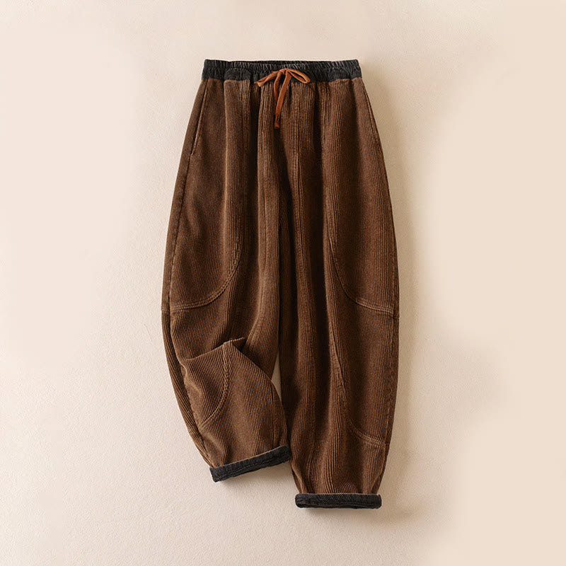Camelia | Women's Corduroy Drawstring Elastic Waist Relaxed Harem Pants