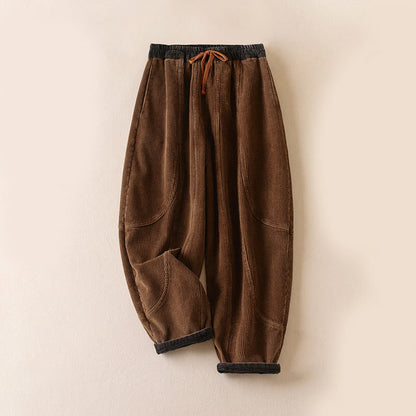 Camelia | Women's Corduroy Drawstring Elastic Waist Relaxed Harem Pants