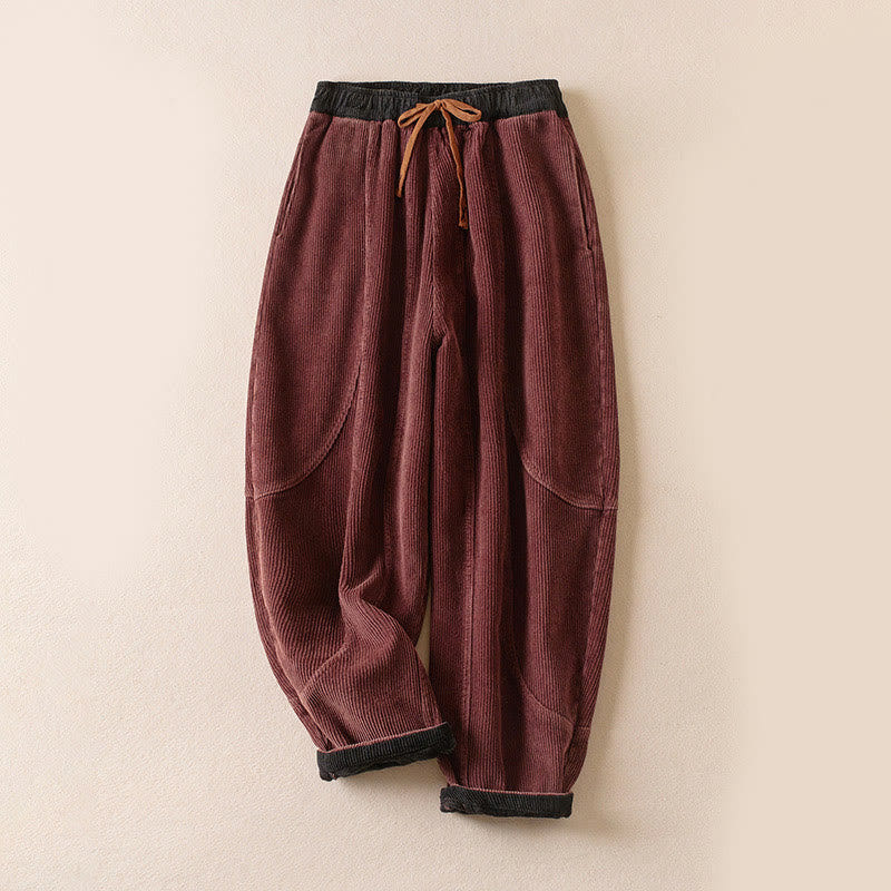 Camelia | Women's Corduroy Drawstring Elastic Waist Relaxed Harem Pants