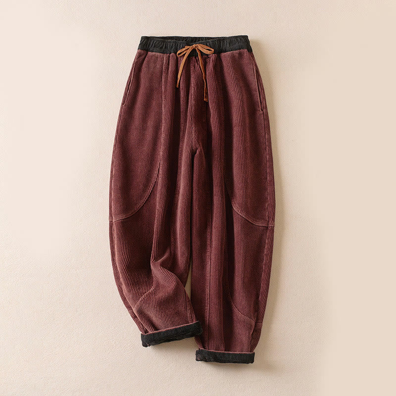 Camelia | Women's Corduroy Drawstring Elastic Waist Relaxed Harem Pants