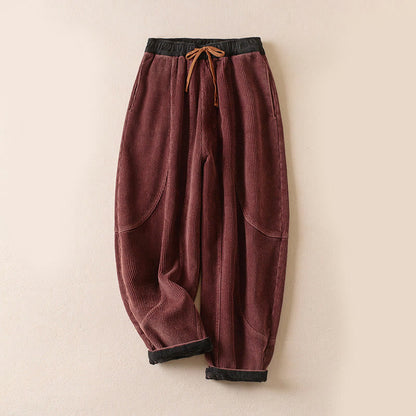 Camelia | Women's Corduroy Drawstring Elastic Waist Relaxed Harem Pants