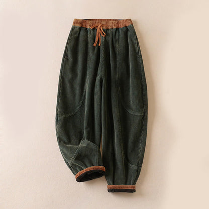 Camelia | Women's Corduroy Drawstring Elastic Waist Relaxed Harem Pants