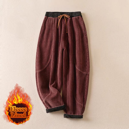 Camelia | Women's Corduroy Drawstring Elastic Waist Relaxed Harem Pants