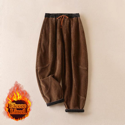 Camelia | Women's Corduroy Drawstring Elastic Waist Relaxed Harem Pants
