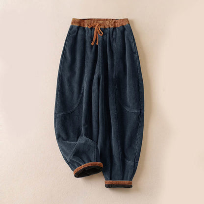 Camelia | Women's Corduroy Drawstring Elastic Waist Relaxed Harem Pants
