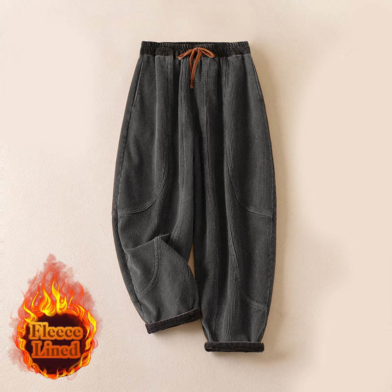Camelia | Women's Corduroy Drawstring Elastic Waist Relaxed Harem Pants
