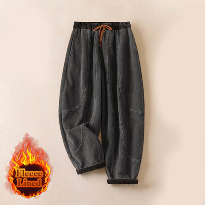 Camelia | Women's Corduroy Drawstring Elastic Waist Relaxed Harem Pants
