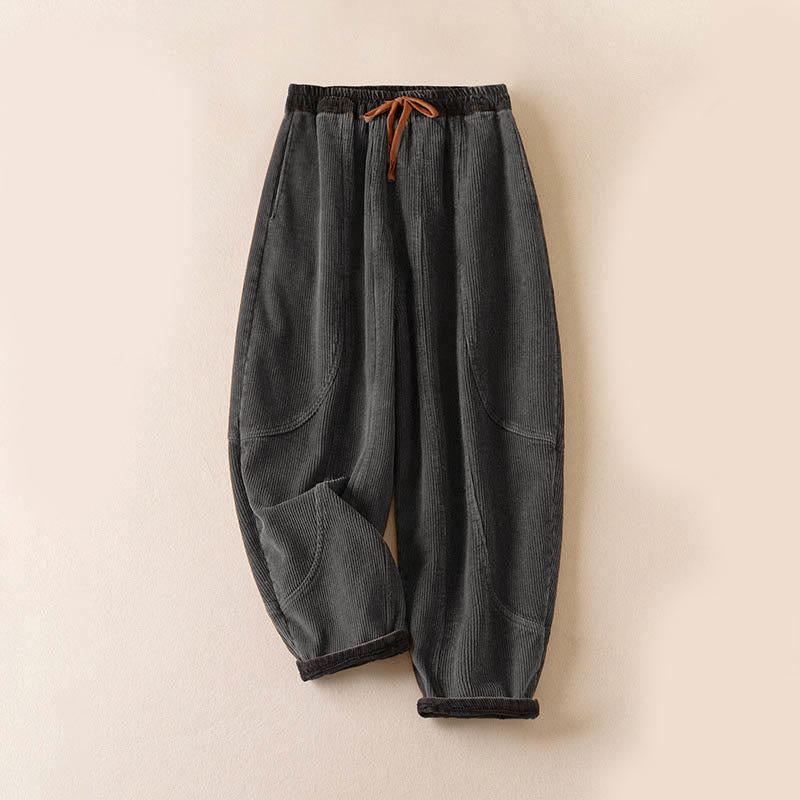 Camelia | Women's Corduroy Drawstring Elastic Waist Relaxed Harem Pants