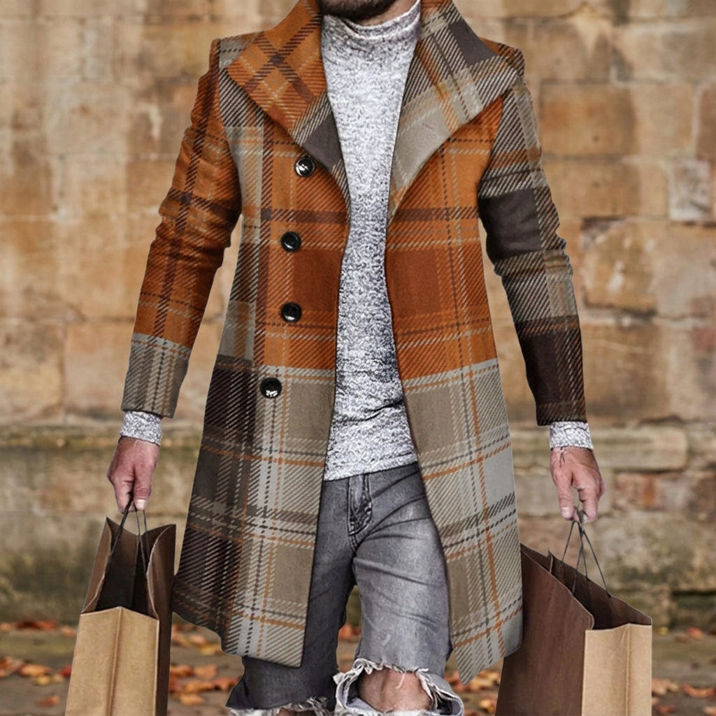 Ashton | Men's Plaid Longline Topcoat Winter Overcoat