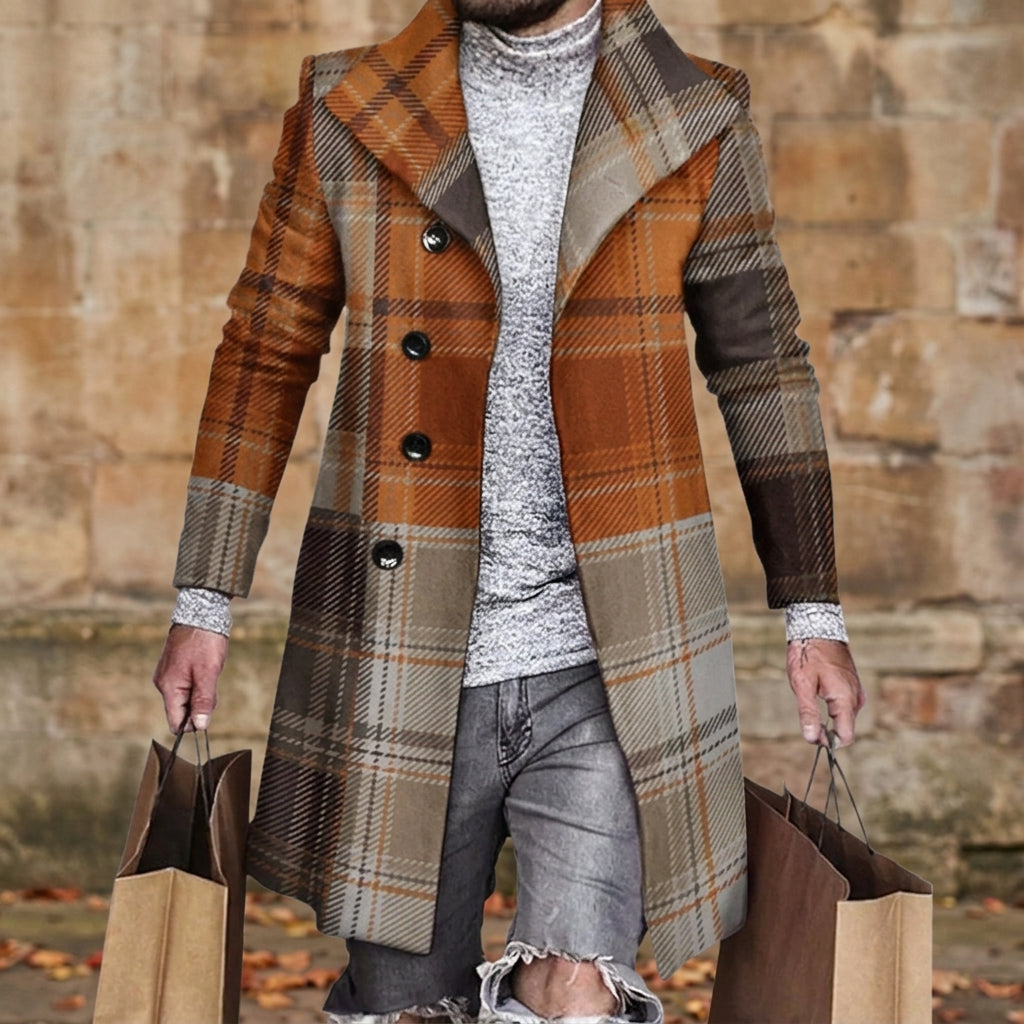 Ashton | Men's Plaid Longline Topcoat Winter Overcoat