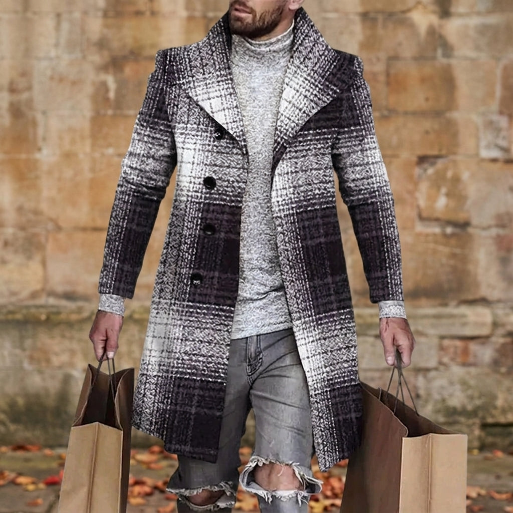 Ashton | Men's Plaid Longline Topcoat Winter Overcoat
