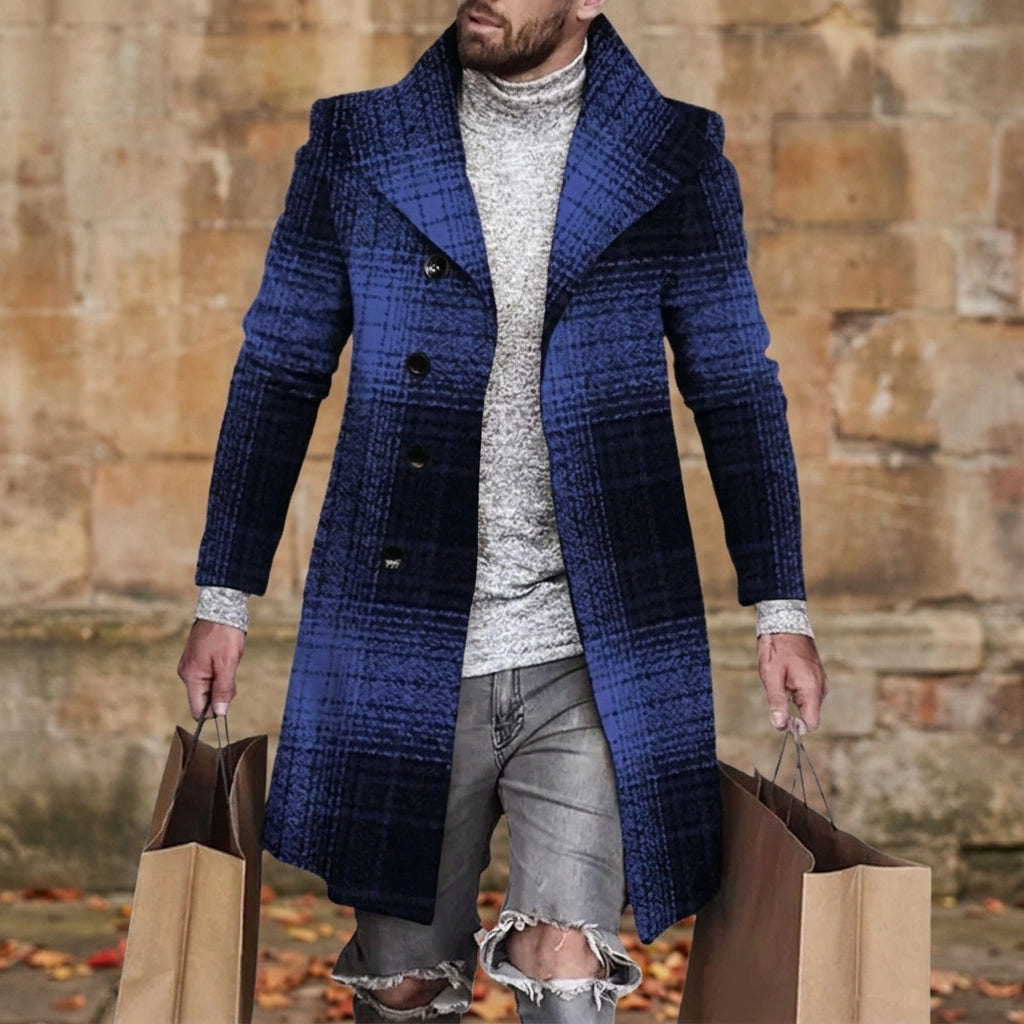 Ashton | Men's Plaid Longline Topcoat Winter Overcoat