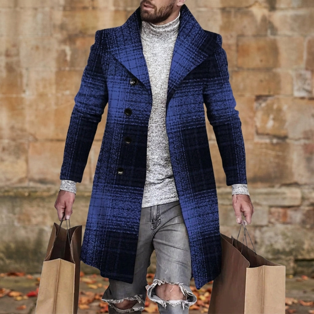Ashton | Men's Plaid Longline Topcoat Winter Overcoat