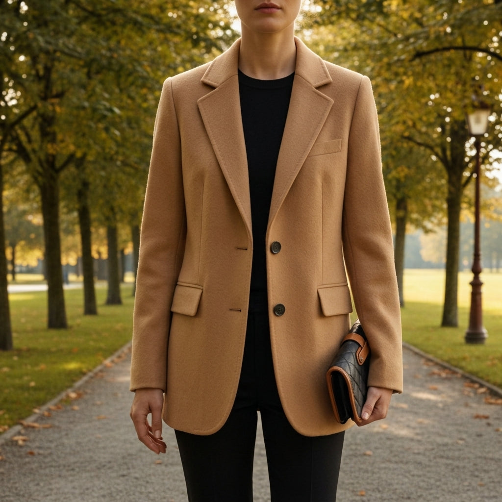 Angela | Women's Wool Blend Tailored Notch Lapel Two Button Blazer