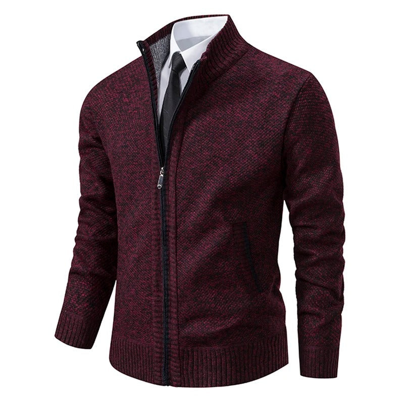 Anders | Men's Full-Zip Mock Neck Textured Knit Cardigan Sweater