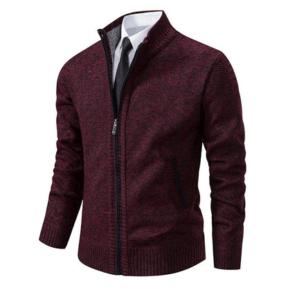 Anders | Men's Full-Zip Mock Neck Textured Knit Cardigan Sweater