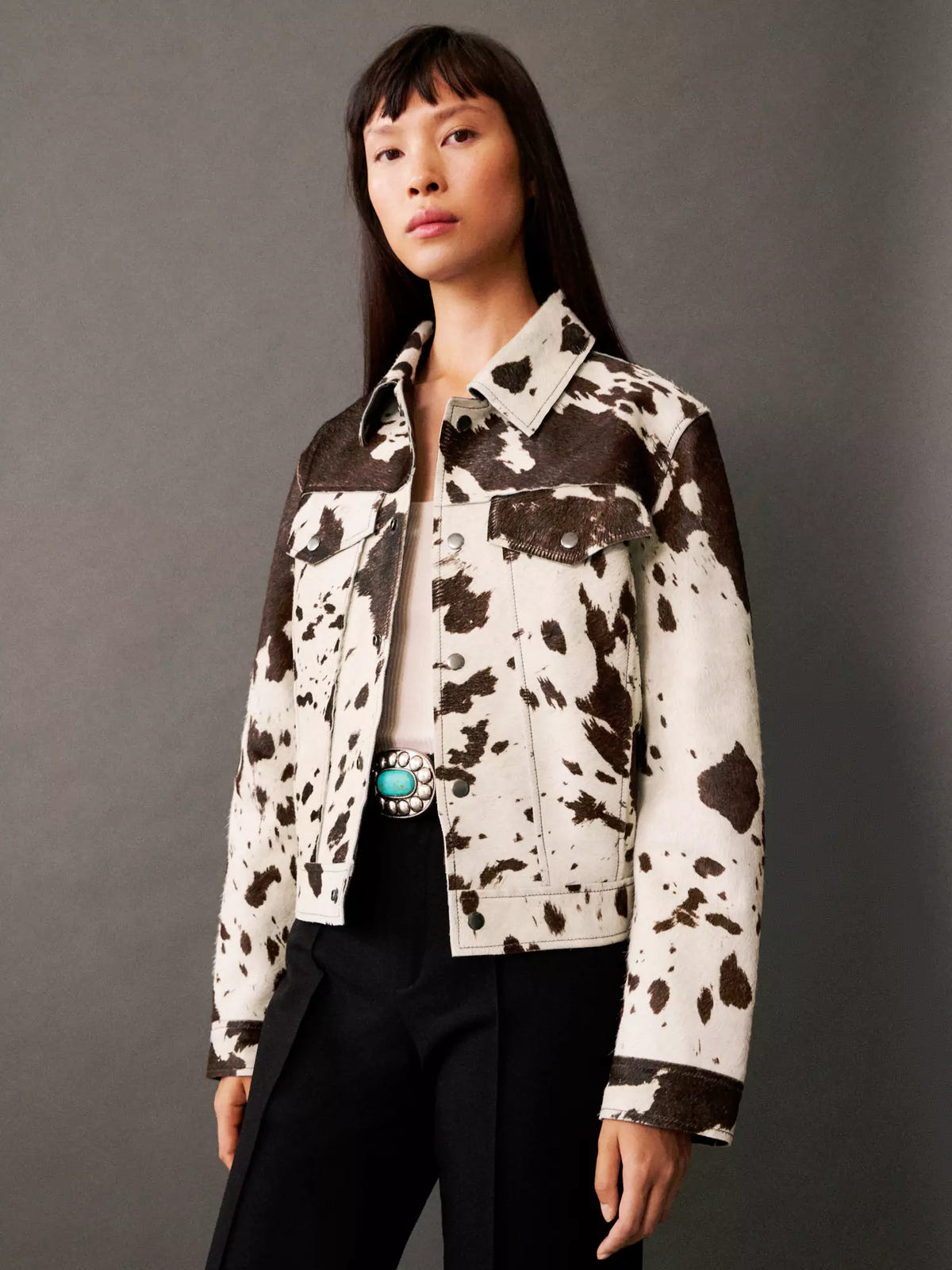 Lena | Women's Western Animal Print Cropped Trucker Jacket