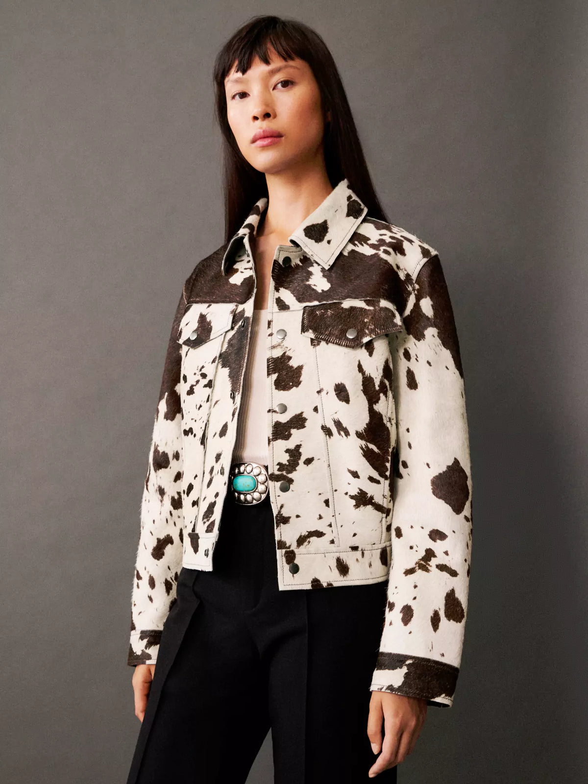 Lena | Women's Western Animal Print Cropped Trucker Jacket