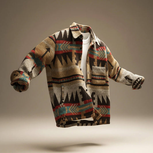 Marcus | Men's Geometric Wool Blend Casual Winter Shirt Jacket