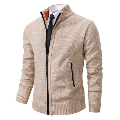 Anders | Men's Full-Zip Mock Neck Textured Knit Cardigan Sweater