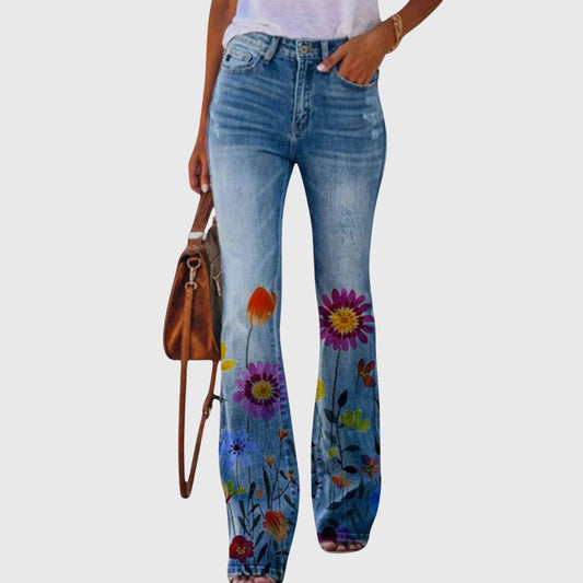 Marielle | Women's High Waisted Floral Bootcut Trousers