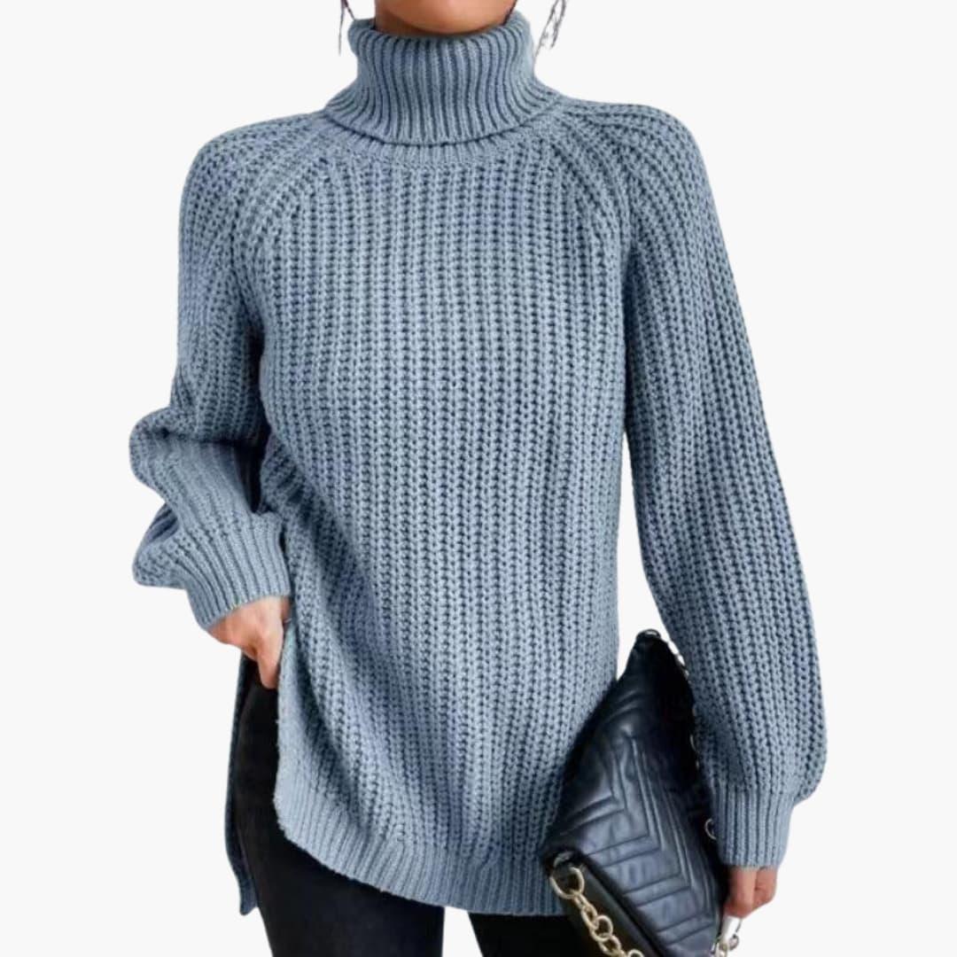 Jessamine | Women's Oversized Long Sleeve Turtleneck Chunky Knit Pullover Sweater