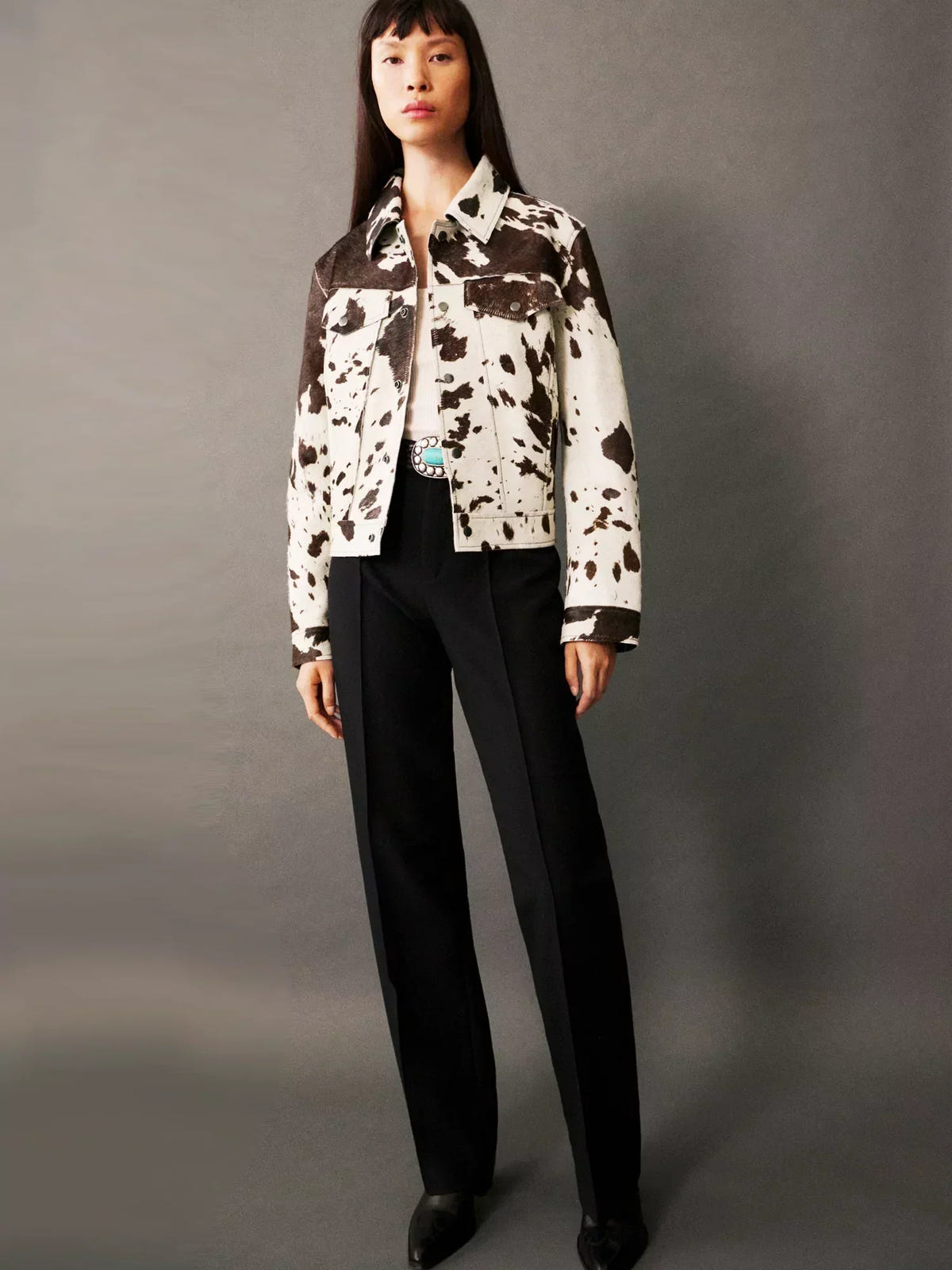 Lena | Women's Western Animal Print Cropped Trucker Jacket