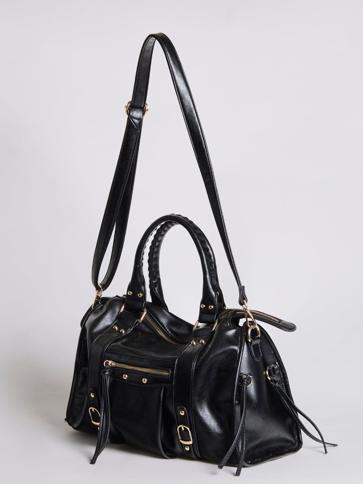 Quinn | Women's Retro Top Handle Zip Pocket Bowler Bag