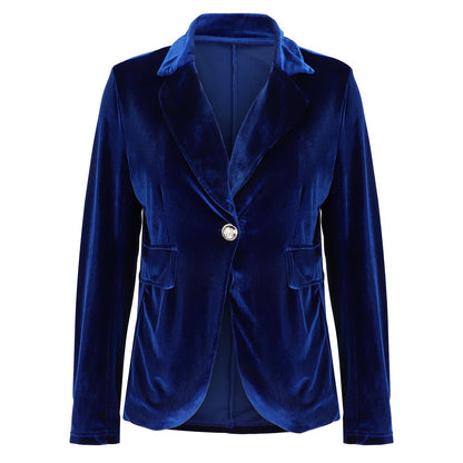 Beatrice | Women's Velvet Fitted Notched Lapel Single-Button Blazer