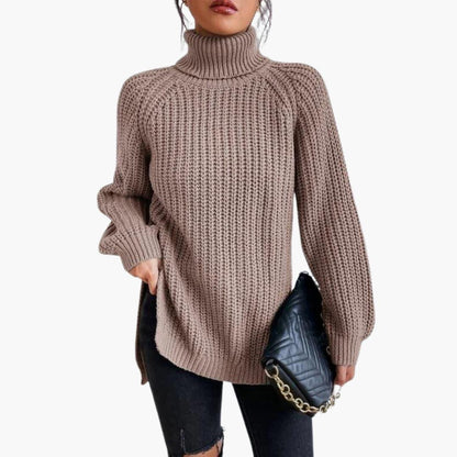 Jessamine | Women's Oversized Long Sleeve Turtleneck Chunky Knit Pullover Sweater
