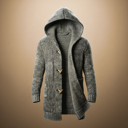Adrian | Men's Hooded Toggle Long Chunky Knit Cardigan Sweater