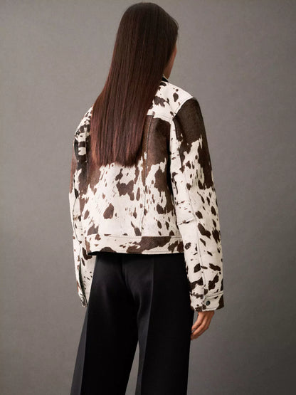 Lena | Women's Western Animal Print Cropped Trucker Jacket