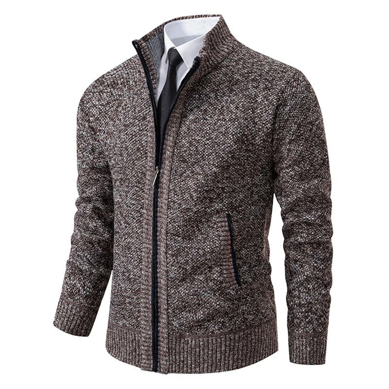 Anders | Men's Full-Zip Mock Neck Textured Knit Cardigan Sweater