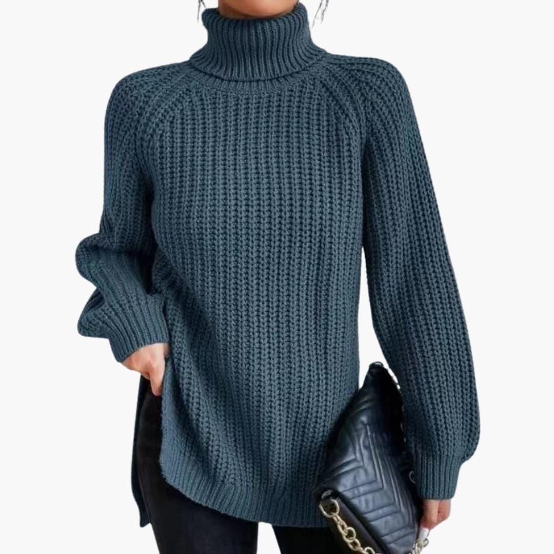 Jessamine | Women's Oversized Long Sleeve Turtleneck Chunky Knit Pullover Sweater