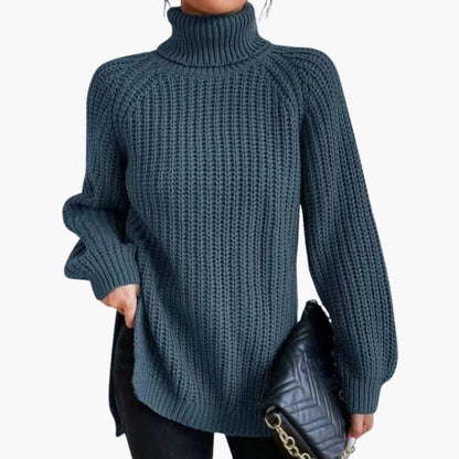 Jessamine | Women's Oversized Long Sleeve Turtleneck Chunky Knit Pullover Sweater
