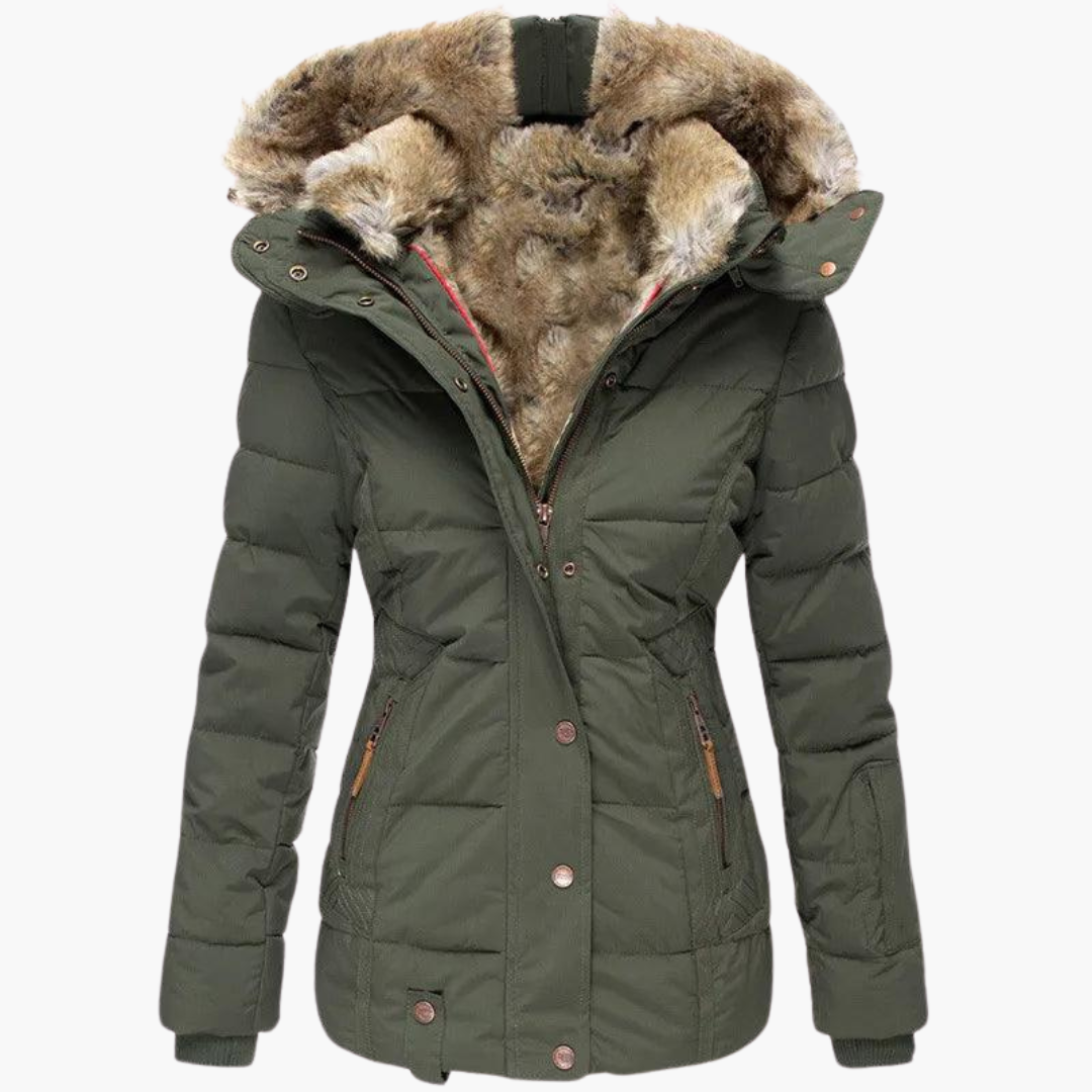 Elara | Women's Slim Fit Quilted Hooded Winter Parka Jacket