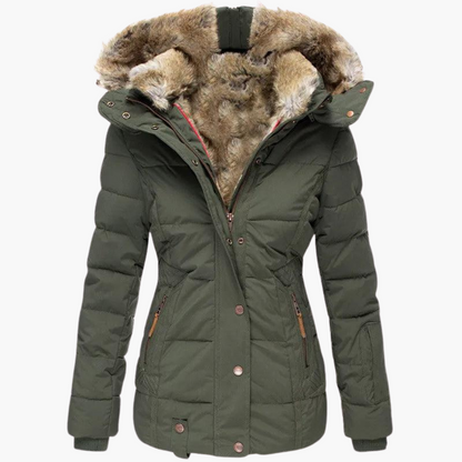 Elara | Women's Slim Fit Quilted Hooded Winter Parka Jacket