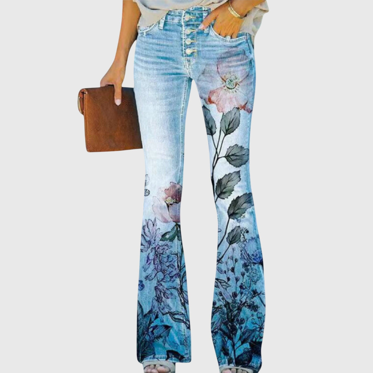 Marielle | Women's High Waisted Floral Bootcut Trousers