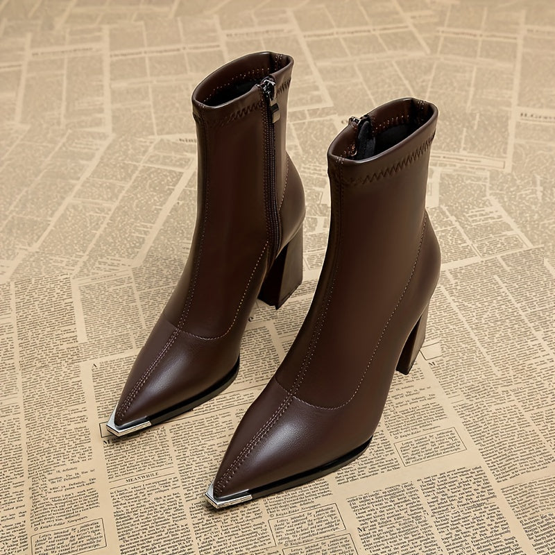Josephine | Women's Pointed-Toe Block Heel Side-Zip Ankle Boot